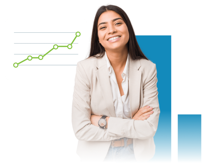 PMP exam prep professional with a progress chart